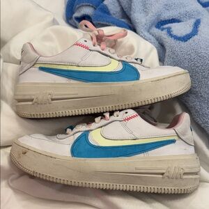 Nike White and Blue Air Sneakers